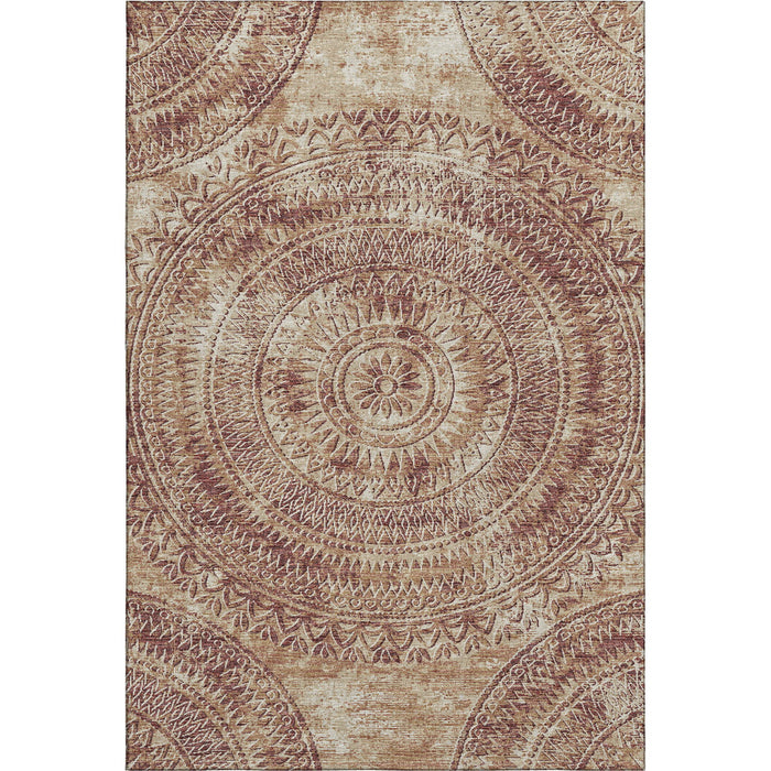 3' X 5' Medallion Washable Area Rug With UV Protection (644899) - Burnt Sienna / Ivory