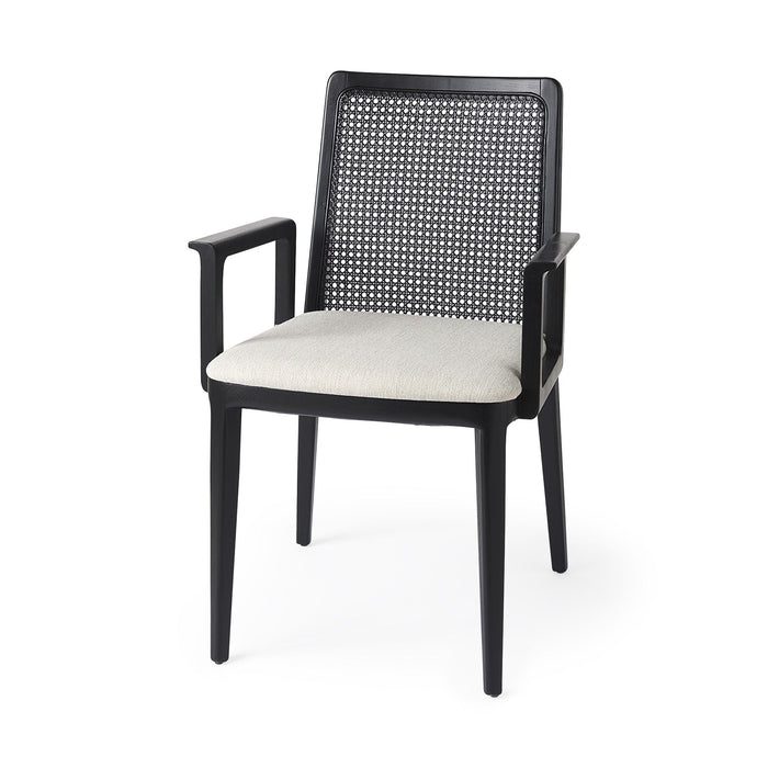 Upholstered Fabric Dining Arm Chair - Cream