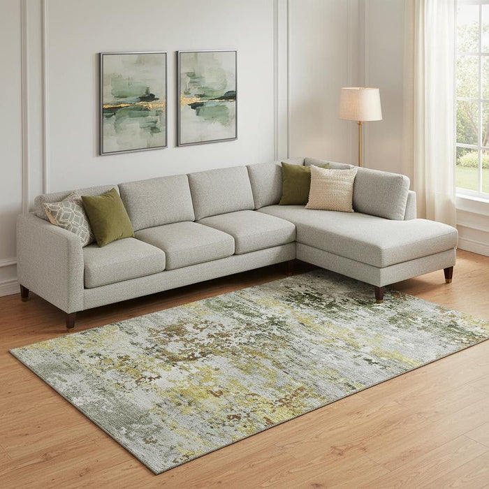 10' X 14' Abstract Washable Area Rug With UV Protection (704969) - Gold / Beige