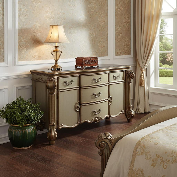 Solid Wood Dresser - Gold