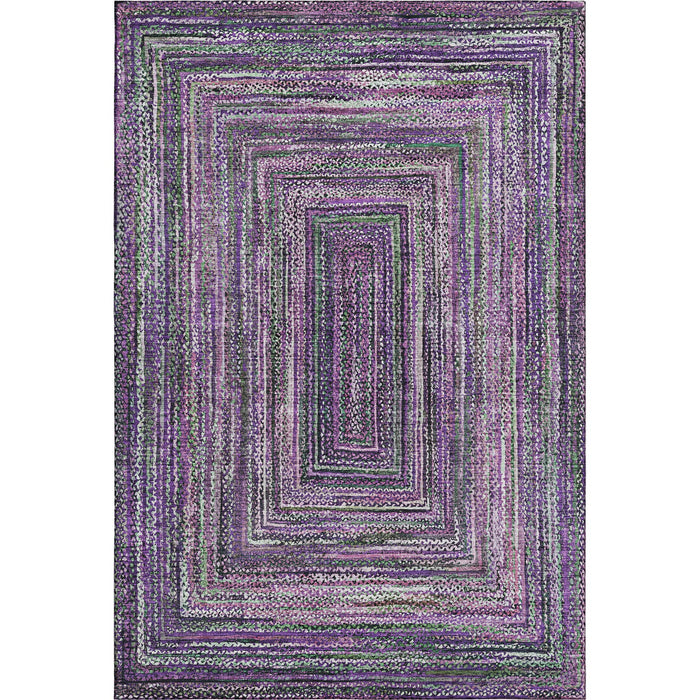 10' X 14' Geometric Washable Area Rug With UV Protection (699262) - Purple / Gray