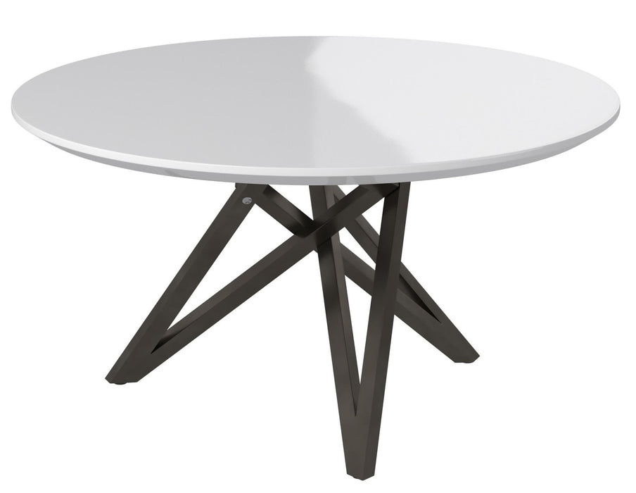 47" Wood And Stainless Steel Cross Leg Base Round Top Dining Table - White
