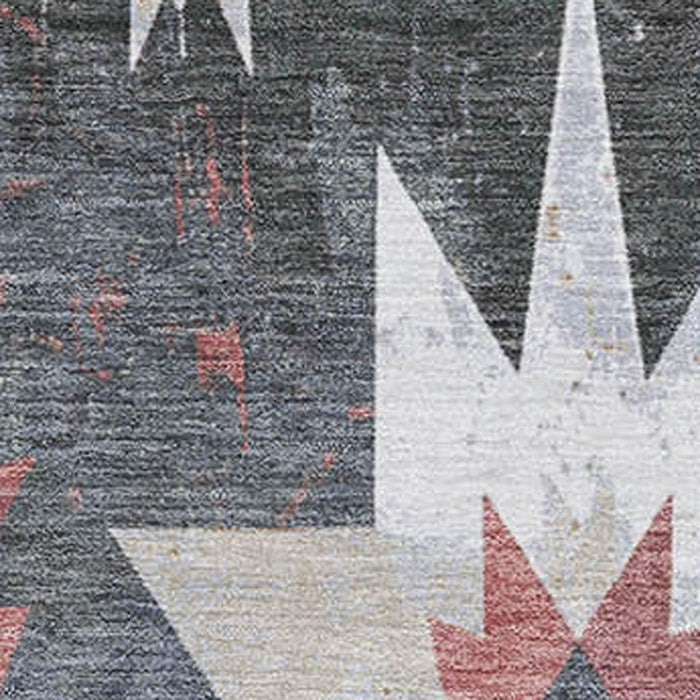 10' X 14' Diamond Washable Area Rug With UV Protection (707185) - Charcoal / Rust / Ivory
