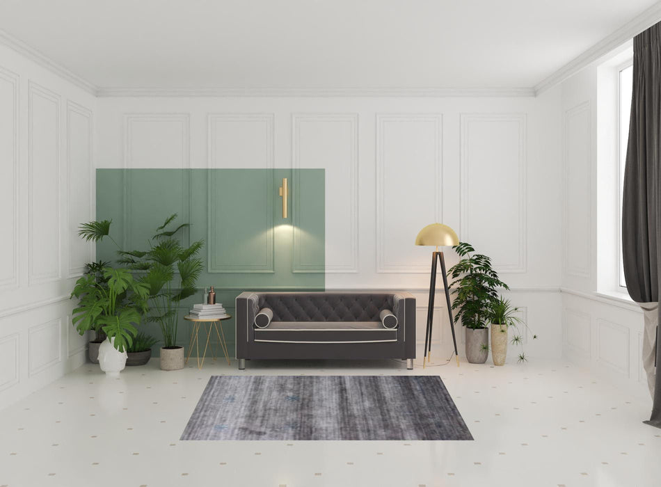 5' x 8' Abstract Ombre With Stars Hand Loomed Area Rug - Gray And Teal