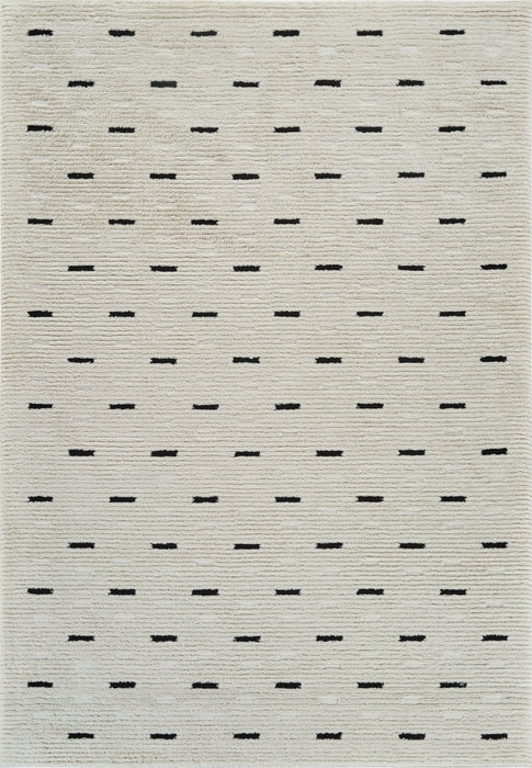 8' x 11' Abstract Distressed Polypropylene Area Rug - Cream And Black