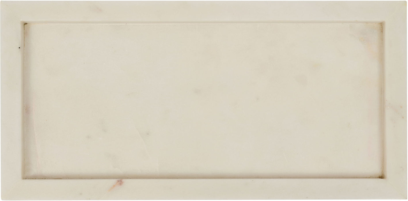 Nolan genuine marble tray by Meridian Furniture, featuring a sleek rectangular design with natural marble veining.