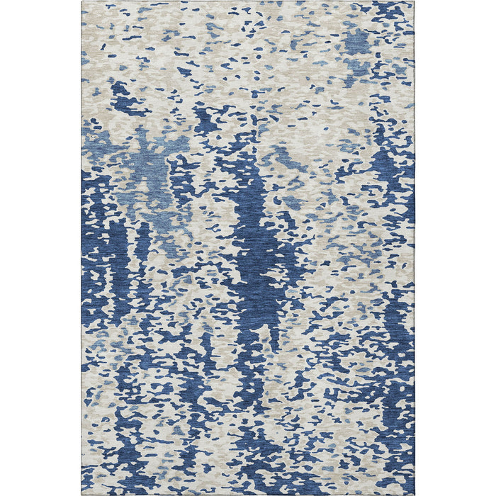 10' X 14' Abstract Washable Area Rug With UV Protection (675132) - Navy Blue / Ivory