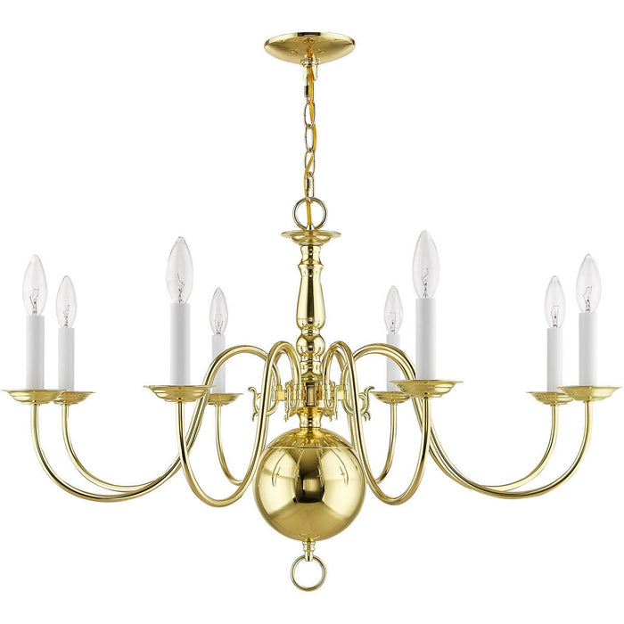 21" Eight Light Dimmable Chandelier With Shades - Brass