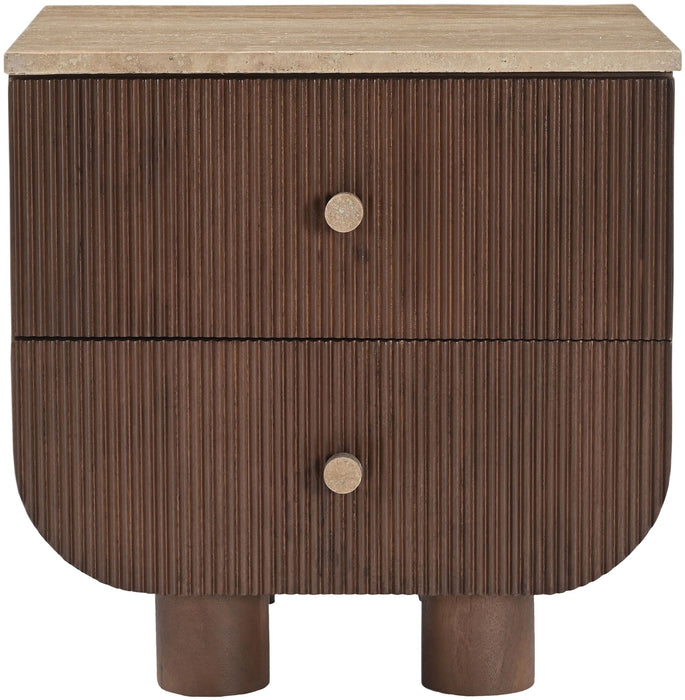 Cressa Mango Wood Nightstand by Meridian Furniture, accent nightstand with a natural wood finish and modern design.