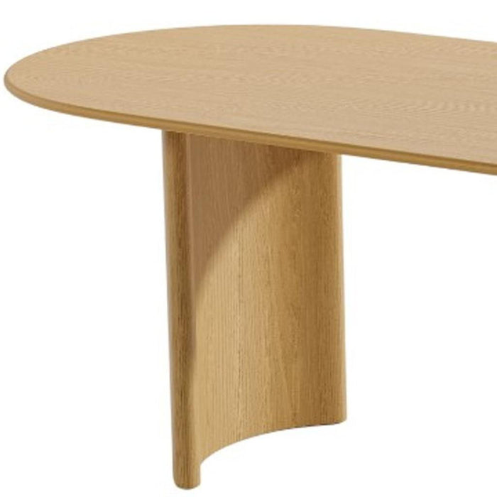 79" Solid Wood Mirrored Double Pedestal Base Oval Dining Room Table - Natural