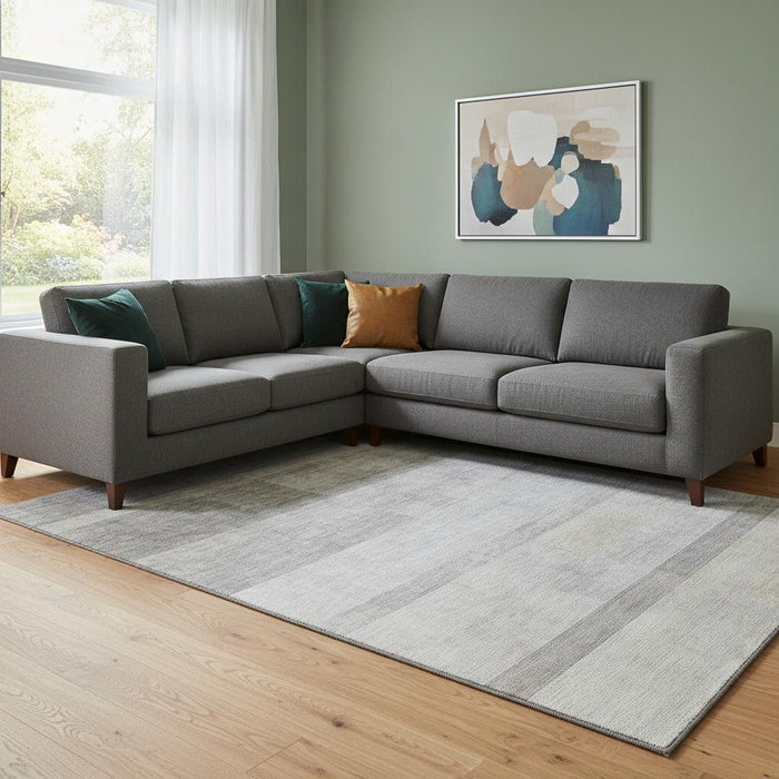 10' X 14' Abstract Washable Area Rug With UV Protection (649654) - Taupe / Ivory