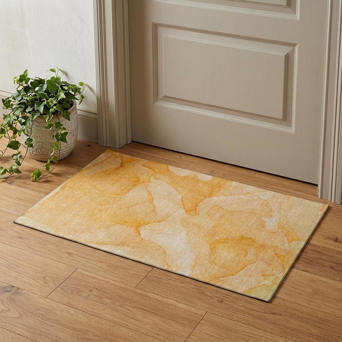 3' X 5' Abstract Washable Area Rug With UV Protection (646943) - Orange / Ivory