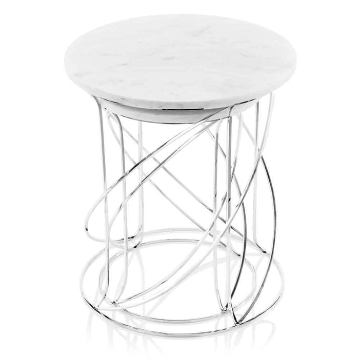 Marble Round End Tables - White