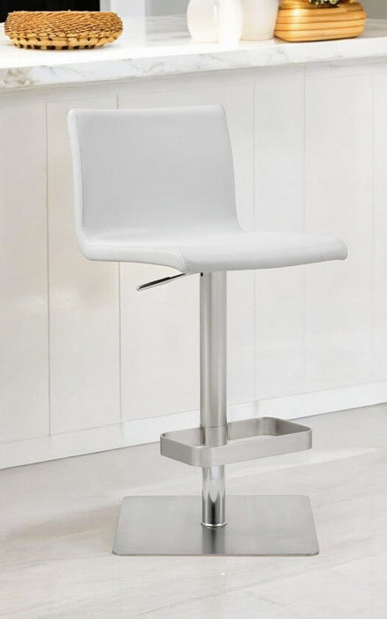 Stainless Steel Counter Height Bar Chair - White And Silver