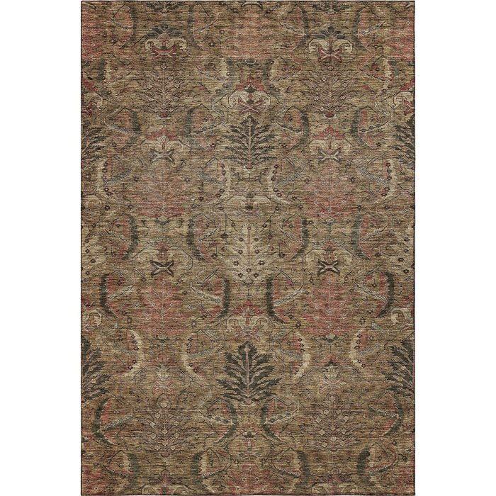 10' X 14' Damask Washable Area Rug With UV Protection (683866) - Brown / Gray