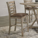 Set of 2 Giga modern farmhouse grayish brown ladderback dining counter height chairs with distressed wood finish