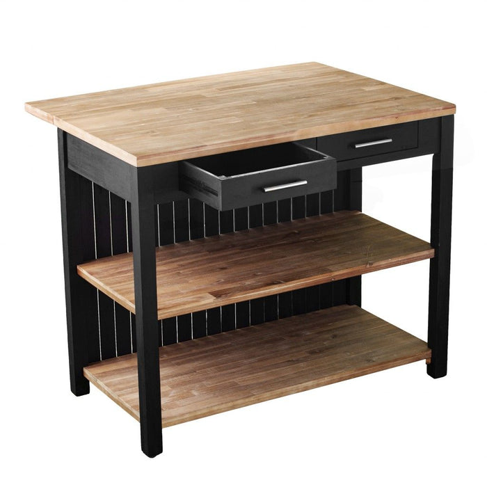 44" Kitchen Island With Storage - Natural / Black