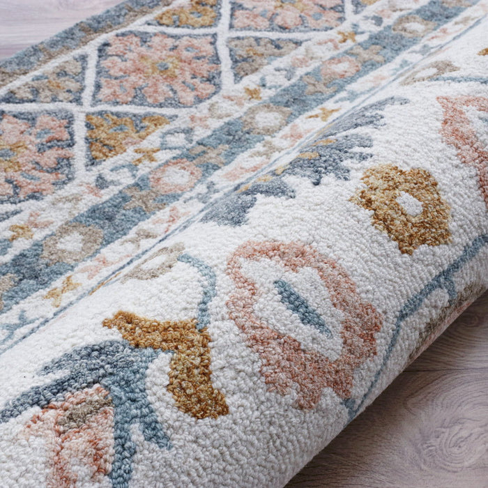 9' x 12' Wool Floral Hand Tufted Area Rug - Blue And Ivory