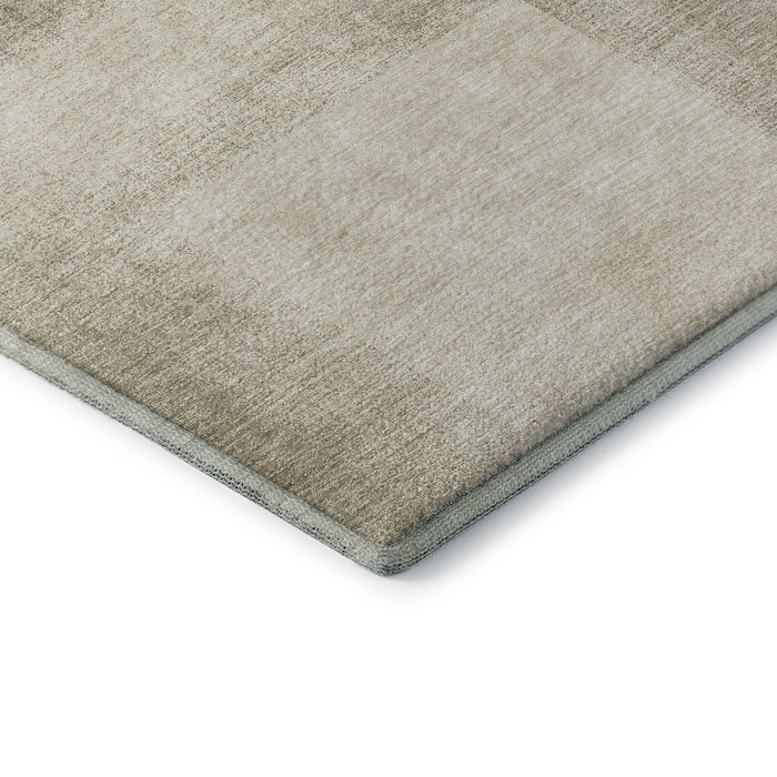 10' X 14' Geometric Washable Area Rug With UV Protection (692763) - Taupe / Ivory