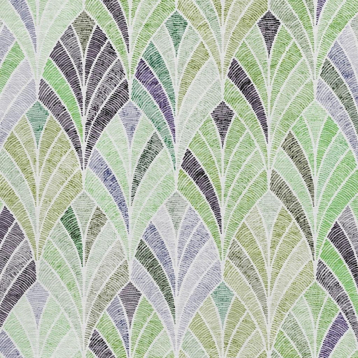 10' X 14' Geometric Washable Area Rug With UV Protection (667605) - Green / Purple / Ivory