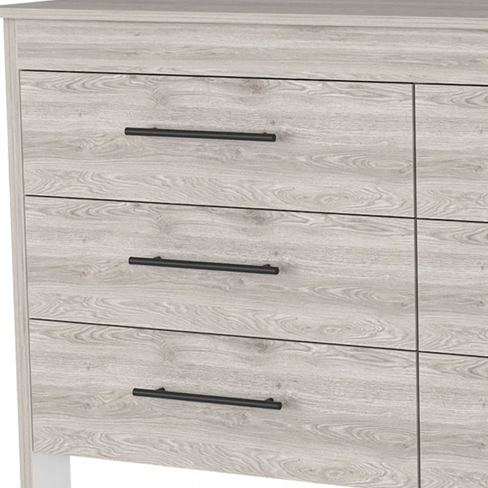 Six Drawer Double Dresser - Light Gray