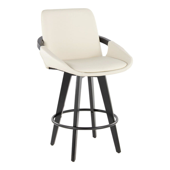 Cosmo - Fixed-Height Counter Stool (Set of 2) - Black Bamboo Base, Black Footrest