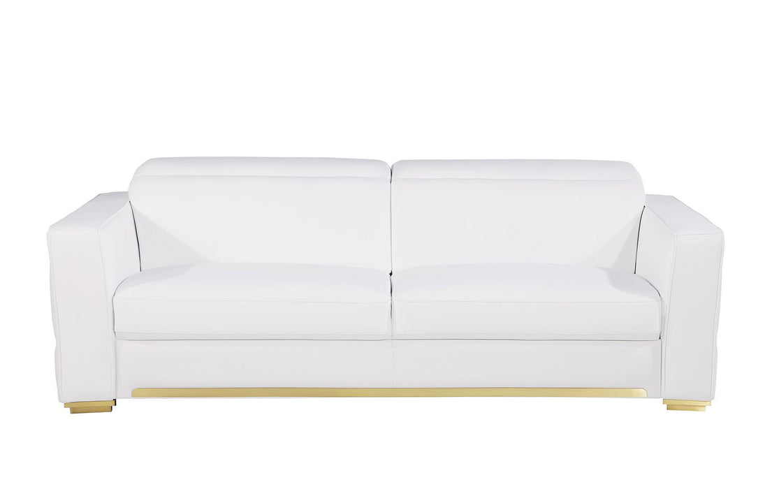 Top Grain Leather Reclining Sofa Storage - White
