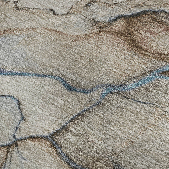 10' X 14' Abstract Washable Area Rug With UV Protection (697308) - Beige / Blue / Gray