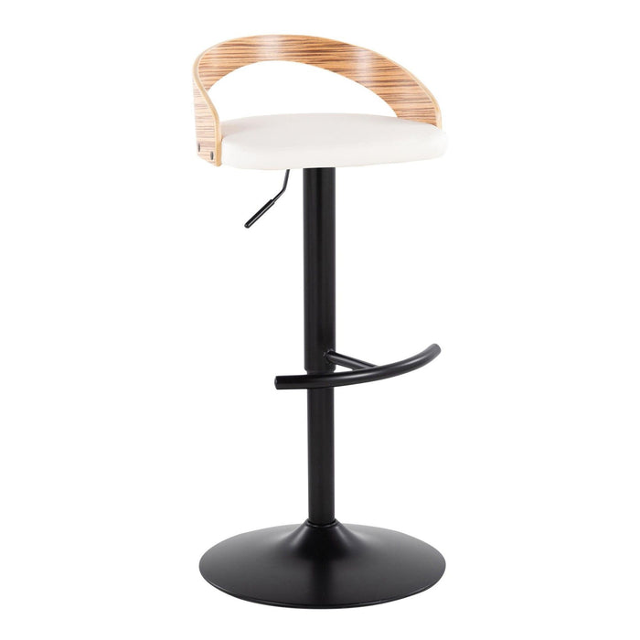 Grotto - Adjustable Barstool - Black Metal, Zebra Wood