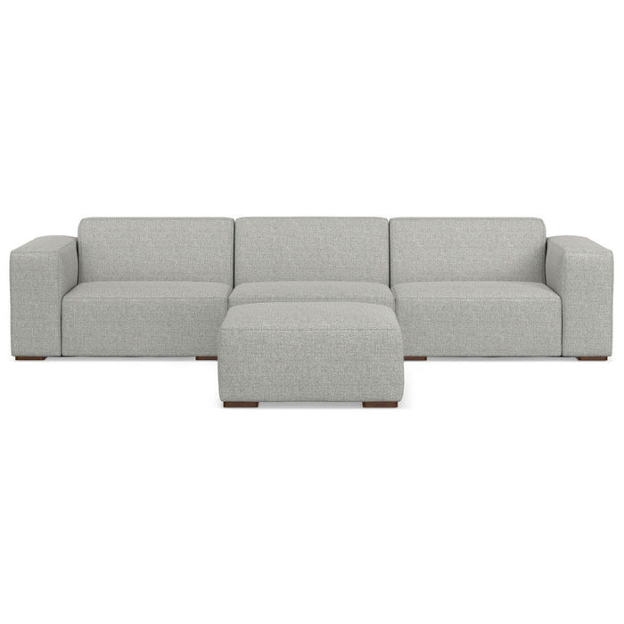 122" 2 Piece Living Room Set Fabric Sofa With Ottoman With Brown Legs - Gray