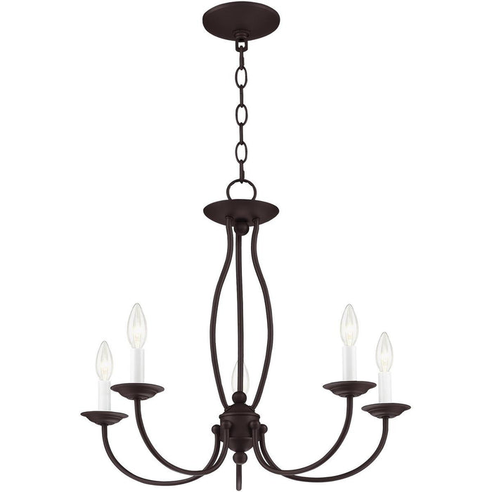22'' Five Light Dimmable Chandelier With Shades - Bronze