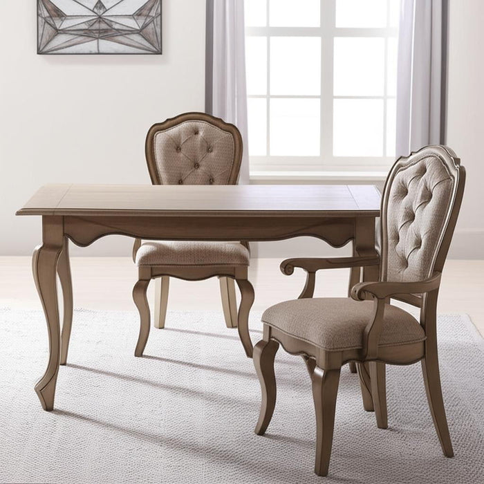 Tufted And Upholstered Fabric And Solid Wood Dining Arm Chairs (Set of 2) - Beige