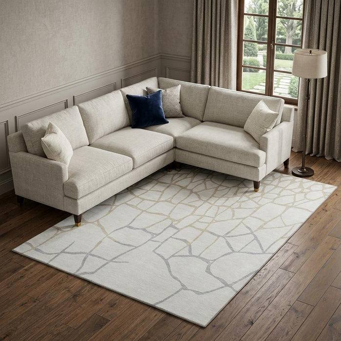 10' X 14' Abstract Geometric Washable Area Rug With UV Protection (682289) - Ivory / Taupe / Gray