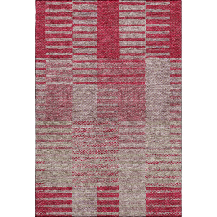10' X 14' Striped Washable Area Rug With UV Protection (675666) - Burgundy / Gray