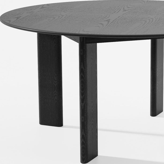 58" Solid Wood Round Top Dining Table - Black