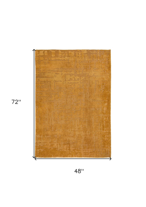 4' x 6' Abstract Non Skid Area Rug - Yellow