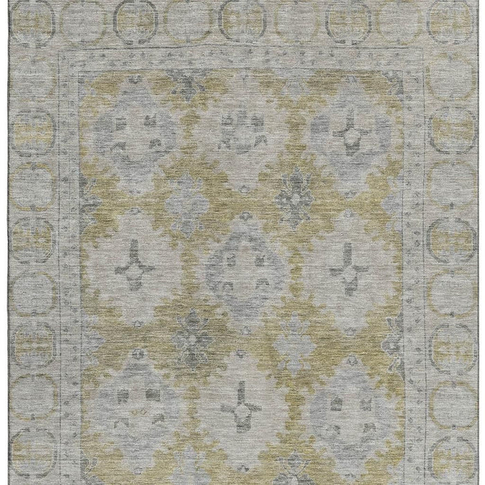 10' X 14' Oriental Washable Area Rug With UV Protection (700505) - Wheat / Gray