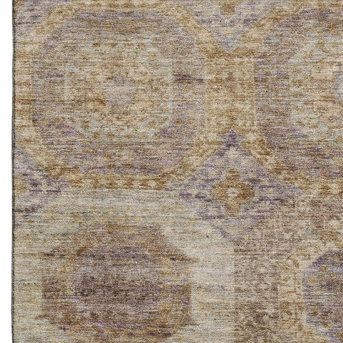 10' X 14' Abstract Geometric Washable Area Rug With UV Protection (708976) - Rust / Brown / Beige