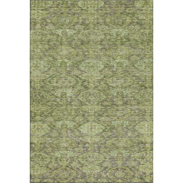 10' X 14' Damask Washable Area Rug With UV Protection (683944) - Green / Gray