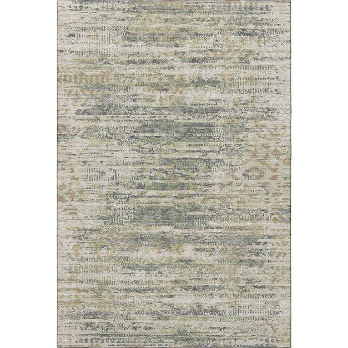 10' X 14' Moroccan Washable Area Rug With UV Protection (710496) - Artichoke Green / Copper / Gray
