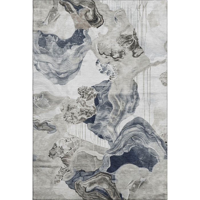 10' X 14' Abstract Washable Area Rug With UV Protection (697338) - Ivory / Gray / Charcoal