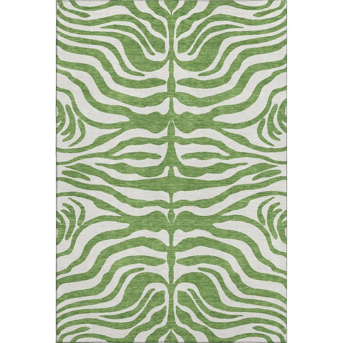10' X 14' Animal Print Washable Area Rug With UV Protection (681761) - Green / Ivory