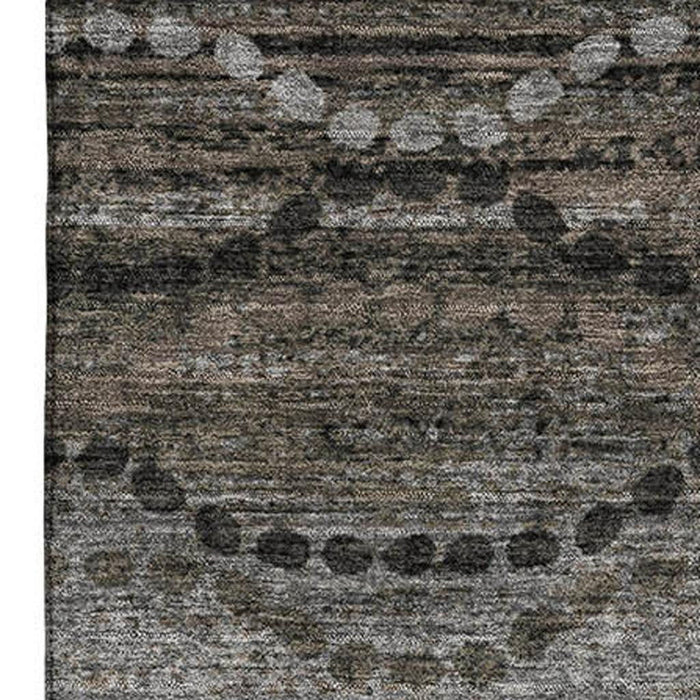 10' X 14' Abstract Geometric Washable Area Rug With UV Protection (715315) - Chocolate / Gray