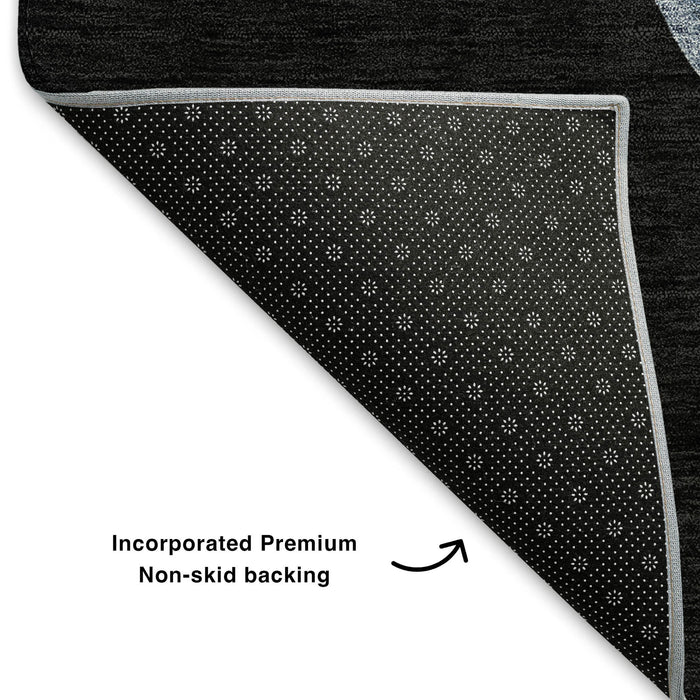 10' X 14' Geometric Washable Area Rug With UV Protection (702395) - Black / Blue / Brown