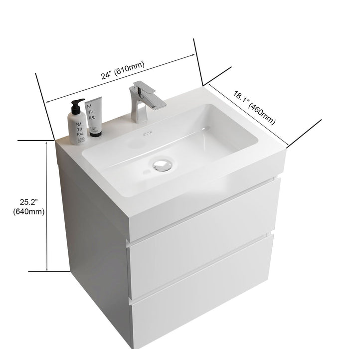 Giga Alice bathroom vanity with large storage, wall-mounted floating design, one-piece sink basin, modern bathroom furniture