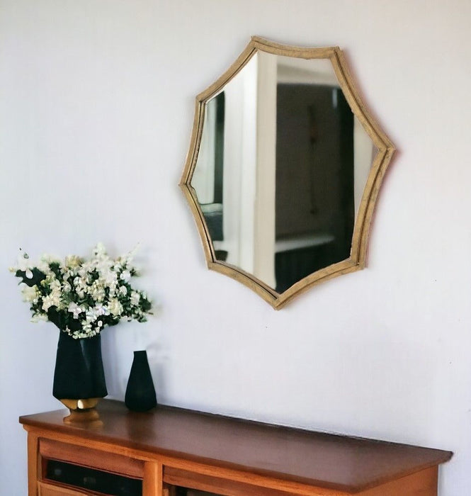 33" Octagon Metal Framed Accent Mirror - Gold