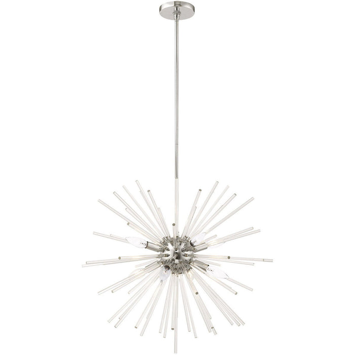 30" Eight Light Dimmable Chandelier With Shades - Silver