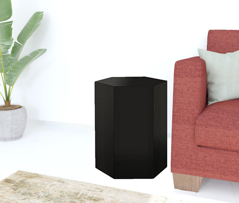 17" High Gloss Manufactured Wood Hexagon End Table - Black