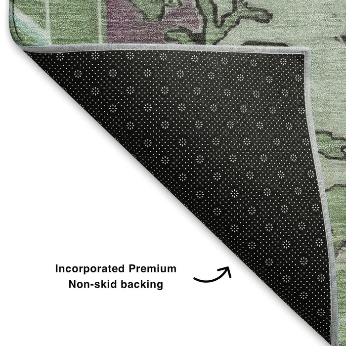 10' X 14' Oriental Washable Area Rug With UV Protection (699502) - Teal / Green / Lavender