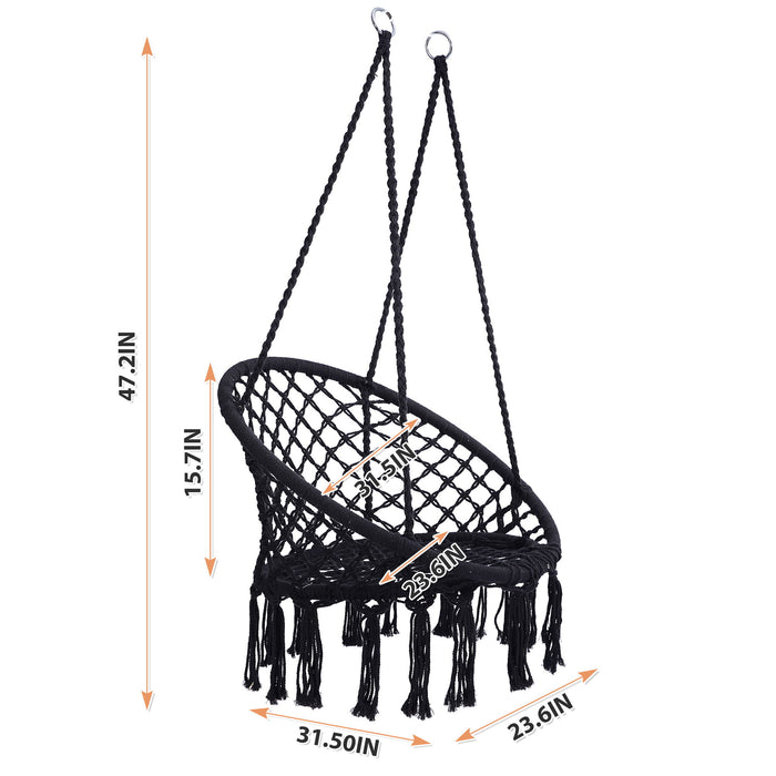 Giga macrame hanging hammock chair with rope design, suitable for indoor and outdoor use, perfect for relaxing or lounging.